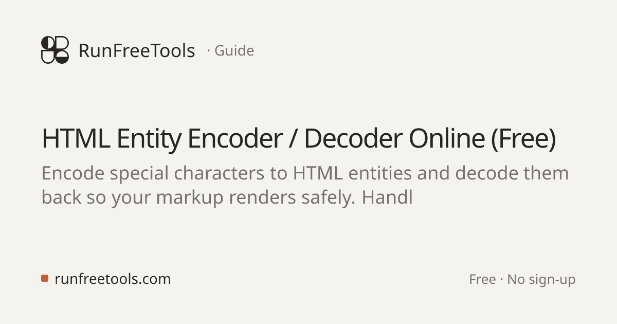 HTML Entity Encoder / Decoder Online (Free)