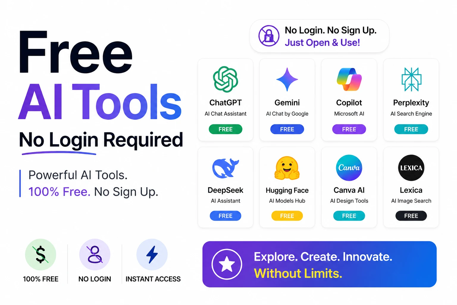 Free AI Tools No Login: 10 Brilliant Picks 2026